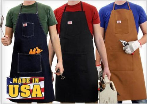 Round House Shop Apron 12 oz Denim or Duck Black Brown Blue BBQ Work - Made In USA