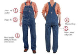 Round House Bibs #699 Stonewashed BlueDenim Overalls - Made In USA