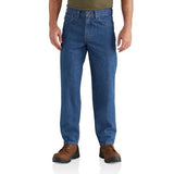 Carhartt Men's B17-DST Dark Stonewash Relaxed Fit 100% Cotton Denim Jeans