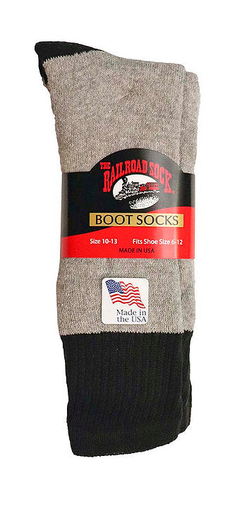 The Railroad Sock Outdoor Midweight Boot Socks 2 Pack Men's Black 6-12